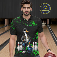 Load image into Gallery viewer, Personalized Green Funny Goose Bowling Team Shirt for Men Bowling League Jersey Polo &amp; 1/4-Zip QZT877
