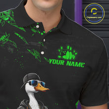 Load image into Gallery viewer, Personalized Green Funny Goose Bowling Team Shirt for Men Bowling League Jersey Polo &amp; 1/4-Zip QZT877