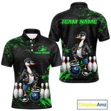 Load image into Gallery viewer, Personalized Green Funny Goose Bowling Team Shirt for Men Bowling League Jersey Polo &amp; 1/4-Zip QZT877