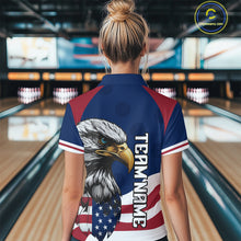 Load image into Gallery viewer, Custom US Flag Eagle Bowling Team Shirt for Women Bowling League Jersey Polo &amp; Quarter-Zip QZT816