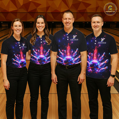 Personalized Galaxy Bowling Shirt Polo & 1/4-Zip for Women Bowling Jersey League QZT837