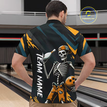 Load image into Gallery viewer, Custom Yellow Skull Bowling Team Shirt for Men Polo &amp; 1/4 Zip Bowling League Jersey Bowling Unisex QZT794