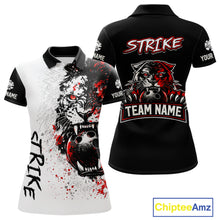 Load image into Gallery viewer, Custom Red &amp; White Tiger Bowling Team Jersey for Women Bowling Shirt Polo &amp; 1/4 Zip Bowling Outfit QZT841