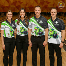 Load image into Gallery viewer, Personalized Funny Green Frog Bowling Shirt Ugly Bowling Jersey Unisex Polo for Men QZT845