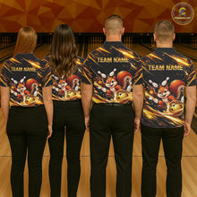Load image into Gallery viewer, Back &amp; Gold Squirrel Bowling Team Shirt for Men Custom Funny Bowling Jersey Polo &amp; 1/4-Zip Bowling Outfit QZT980