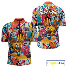 Load image into Gallery viewer, Custom Graffiti Funny Fast Food Bowling Shirt Bowling Team Jersey for Men Bowling Outfit QZT798