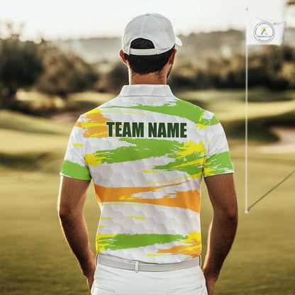 Mens Golf Polo Shirt Custom Name Green Pattern Golf Shirts Custom Golf Clubs For Team Golf Top NHN0020