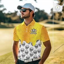Load image into Gallery viewer, Beer Skull Mens Golf Polo Shirt Custom Name Funny Team Golf Tops For Men, Golfer Gifts NHN0166