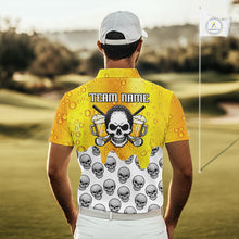 Load image into Gallery viewer, Beer Skull Mens Golf Polo Shirt Custom Name Funny Team Golf Tops For Men, Golfer Gifts NHN0166