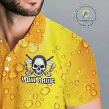 Load image into Gallery viewer, Beer Skull Mens Golf Polo Shirt Custom Name Funny Team Golf Tops For Men, Golfer Gifts NHN0166
