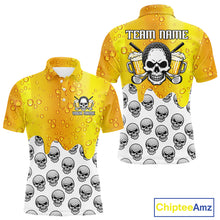Load image into Gallery viewer, Beer Skull Mens Golf Polo Shirt Custom Name Funny Team Golf Tops For Men, Golfer Gifts NHN0166