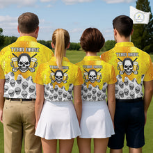 Load image into Gallery viewer, Beer Skull Mens Golf Polo Shirt Custom Name Funny Team Golf Tops For Men, Golfer Gifts NHN0166