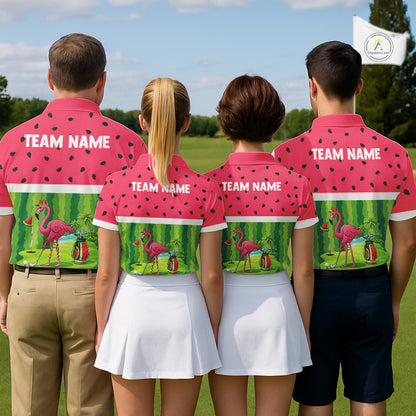 Funny Watermelon Polo Shirt, Womens Golf Polo Shirts Custom Tropical Pattern, Flamingo Golf Shirts NHN0183