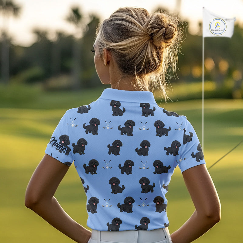 Womens Golf Polo Shirt Custom Funny Poodle Pattern Team Ladies Golf Tops, Dog Lover Gift NHN0208