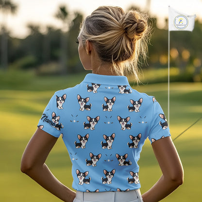 Womens Golf Polo Shirt Custom Funny Chihuahua Pattern Team Ladies Golf Tops, Dog Lover Gift NHN0211