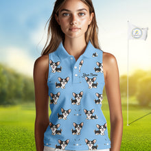 Load image into Gallery viewer, Womens Sleeveless Golf Polo Shirt Custom Funny Chihuahua Pattern Team Ladies Golf Tops, Dog Lover Gift NHN0211