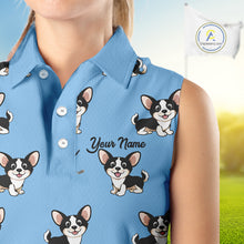 Load image into Gallery viewer, Womens Sleeveless Golf Polo Shirt Custom Funny Chihuahua Pattern Team Ladies Golf Tops, Dog Lover Gift NHN0211
