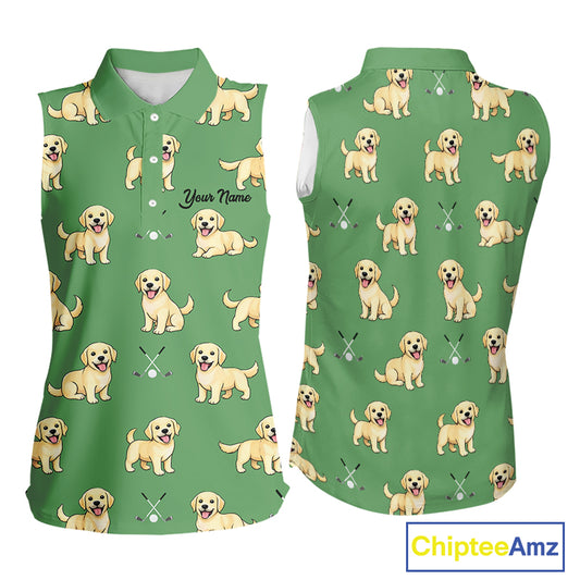 Womens Sleeveless Golf Polo Shirt Custom Funny Labrador Retriever Team Ladies Golf Top, Dog Lover Gift NHN0215