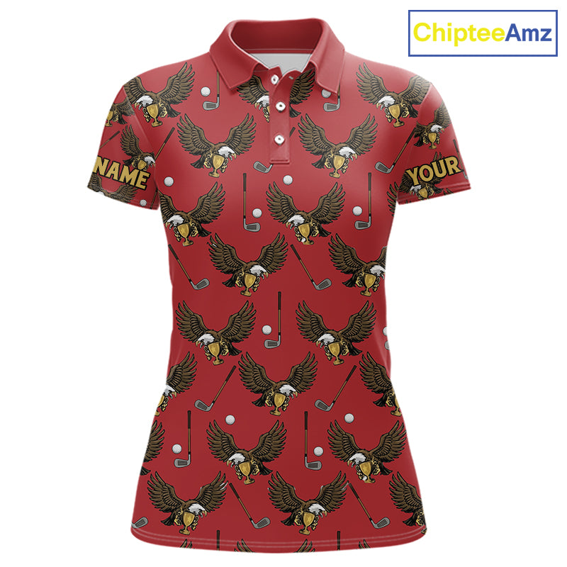 Golf Polo Shirts, Eagle Womens Golf Polo Shirts Custom Name Red Golf Shirts For Women, Golf Gifts NHN0091