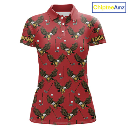 Golf Polo Shirts, Eagle Womens Golf Polo Shirts Custom Name Red Golf Shirts For Women, Golf Gifts NHN0091