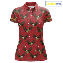 Load image into Gallery viewer, Golf Polo Shirts, Eagle Womens Golf Polo Shirts Custom Name Red Golf Shirts For Women, Golf Gifts NHN0091