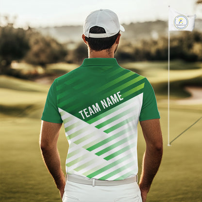 Green And White Mens Golf Polo Shirt Custom Name Golf Shirts For Team Personalized Golf Gifts NHN0097