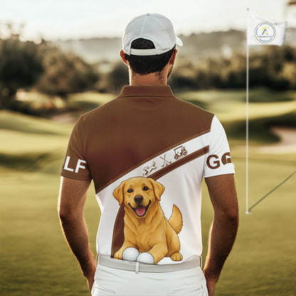 Golden Retriever Mens Golf Polo Shirt Custom Funny Dog Lover Pattern Golf Tops For Men, Dog Dad Gift NHN0229