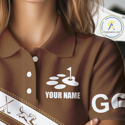 Golden Retriever Womens Golf Polo Shirt Custom Funny Dog Lover Pattern Ladies Golf Tops, Golf Gift NHN0229