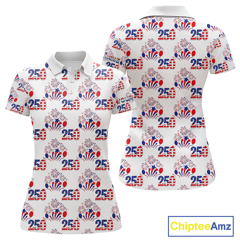 USA 250th Anniversary Womens Golf Polo Shirt Custom Golf Pattern Team Patriotic American Golf Tops NHN0231