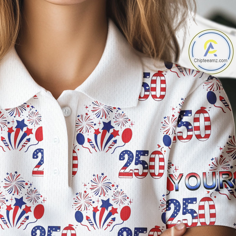 USA 250th Anniversary Womens Golf Polo Shirt Custom Golf Pattern Team Patriotic American Golf Tops NHN0231