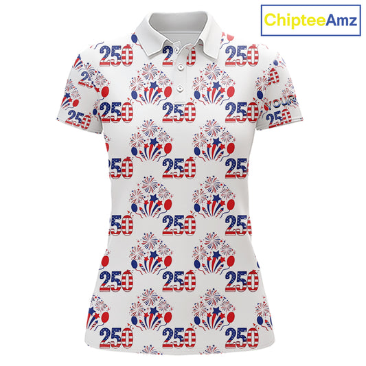 USA 250th Anniversary Womens Golf Polo Shirt Custom Golf Pattern Team Patriotic American Golf Tops NHN0231