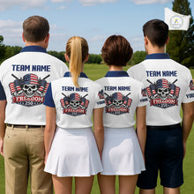 Load image into Gallery viewer, Womens Golf Polo Shirt Custom 250th Anniversary American Flag Skull Golf Shirts, Patriotic Gift NHN0143