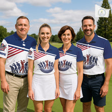 Load image into Gallery viewer, Womens Golf Polo Shirt Custom 250th Anniversary American Flag Skull Golf Shirts, Patriotic Gift NHN0143