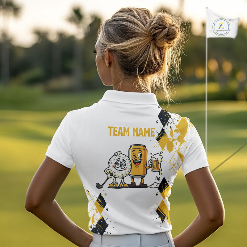 Argyle Pattern Womens Golf Polo Shirt – Custom Funny Beer Golf Shirt, Golf Gifts For Ladies NHN0046