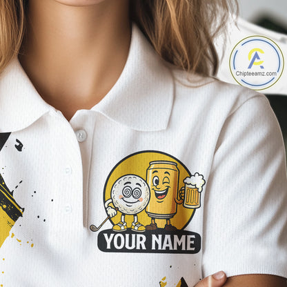 Argyle Pattern Womens Golf Polo Shirt – Custom Funny Beer Golf Shirt, Golf Gifts For Ladies NHN0046
