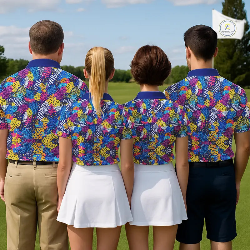 Colorful Paisley Pattern Womens Golf Polo Shirts Custom Tropical Golf Attire For Ladies, Golfer Gift NHN0147