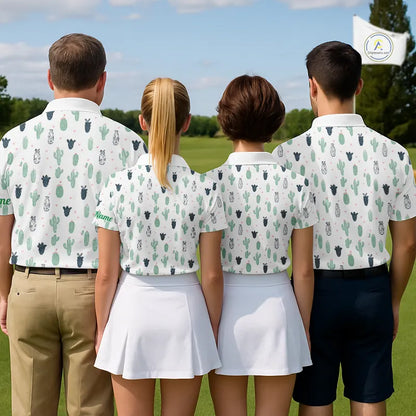 Funny Cactus Flower Pattern Womens Golf Polo Shirts Custom, Cactus Golf Shirt Personalized NHN0151