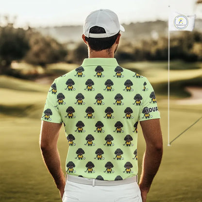 Mens Golf Polo Shirt Green Pattern Custom Golf Clubs Shirts For Men, Funny Poodle Dog Lover Gift NHN0068