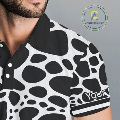 Mens Golf Polo Shirt Custom White Animal Mix Leopard Skin Prints Pattern Team Golf Tops, Golf Gift NHN0230