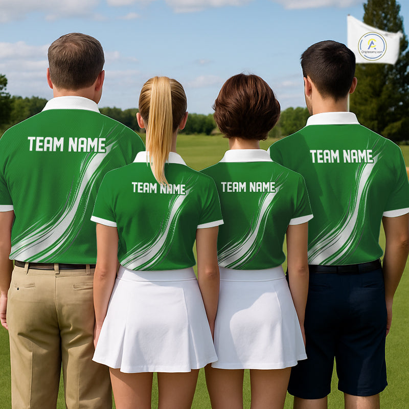 Green And White Womens Golf Polo Shirt Custom Name Golf Shirts For Team Personalized Golf Gifts NHN0095