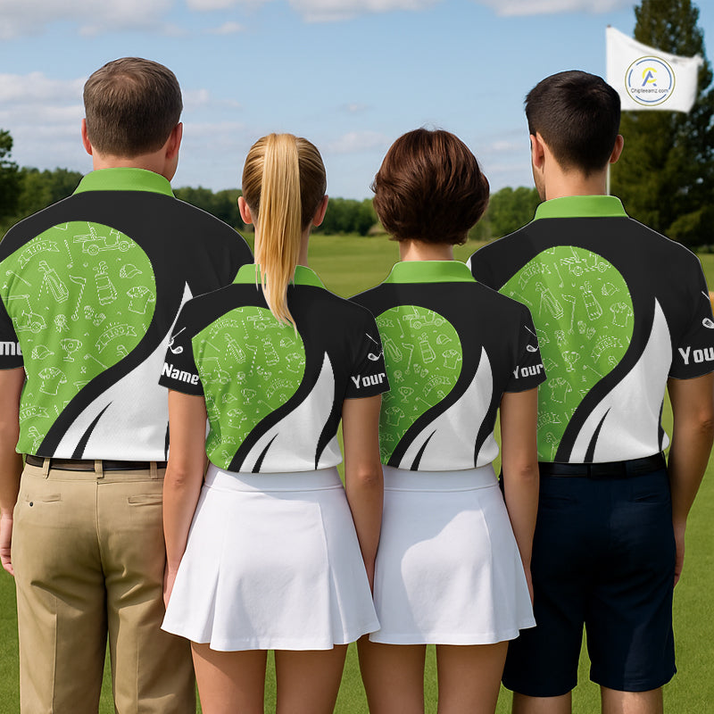 Green And White Womens Golf Polo Shirt Custom Black Golf Shirts For Ladies, Golf Gifts Apparel NHN0110