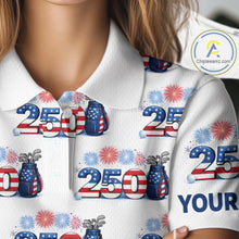 Load image into Gallery viewer, USA 250th Anniversary Womens Golf Polo Shirt Custom Golf Pattern Patriotic Independence Golf Tops NHN0234