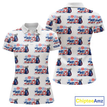 Load image into Gallery viewer, USA 250th Anniversary Womens Golf Polo Shirt Custom Golf Pattern Patriotic Independence Golf Tops NHN0234