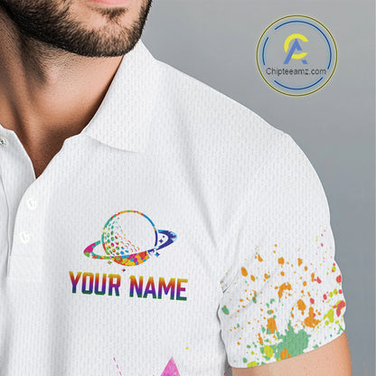 Mens Golf Polo Shirt Argyle Pattern Golf Shirts For Mens Funny Astronaut Watercolor Golf Gifts NHN0006