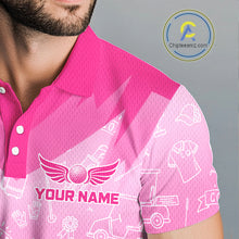 Load image into Gallery viewer, Mens Golf Polo Shirt Custom Pink Golf Ball Pattern Team Golf Tops, Golf Gifts For Men NHN0198