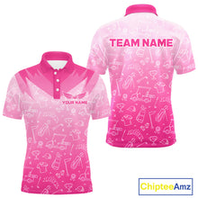 Load image into Gallery viewer, Mens Golf Polo Shirt Custom Pink Golf Ball Pattern Team Golf Tops, Golf Gifts For Men NHN0198