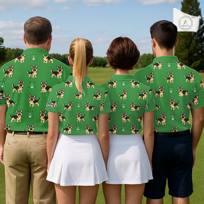 Funny German Shepherd Mens Golf Polo Shirt Custom Green Pattern Team Mens Golf Tops, Dog Lover Gift NHN0213