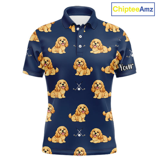Mens Golf Polo Shirt Custom Funny Cocker Spaniel Team Mens Golf Tops, Dog Lover Gift NHN0210