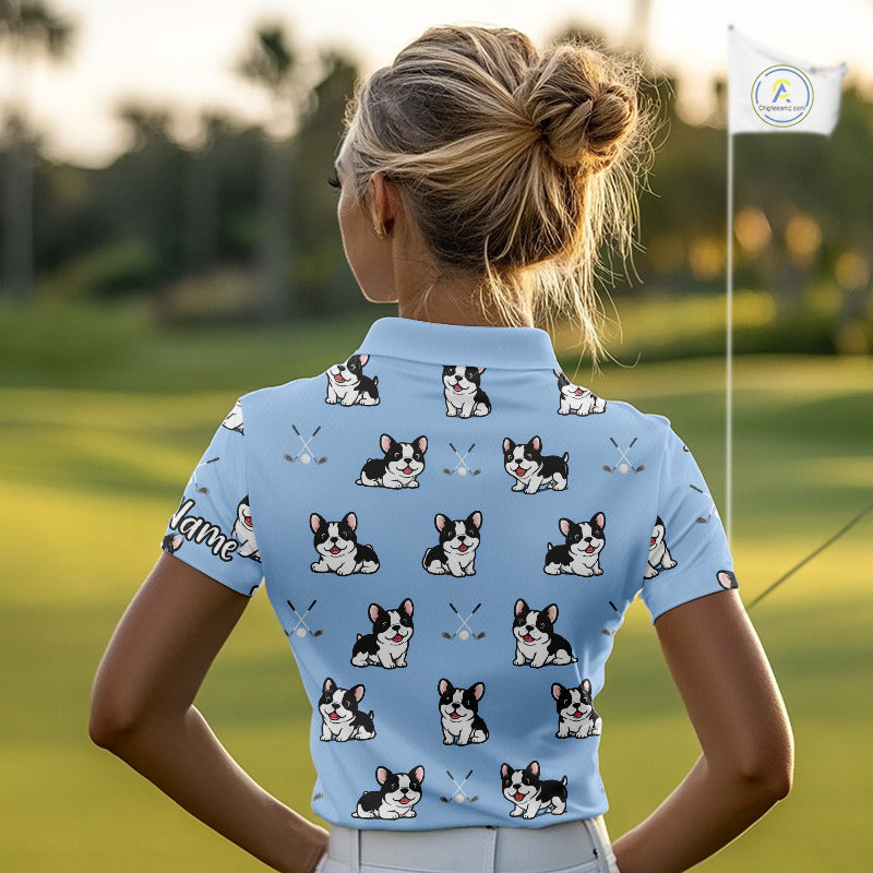 Womens Golf Polo Shirt Custom Funny French Bulldog Team Ladies Golf Tops, Dog Lover Gift NHN0212