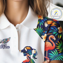 Load image into Gallery viewer, Funny Womens Golf Polo Shirt Custom Toucan Tropical Pattern, Flamingo Golf Shirts For LadiesNHN0099